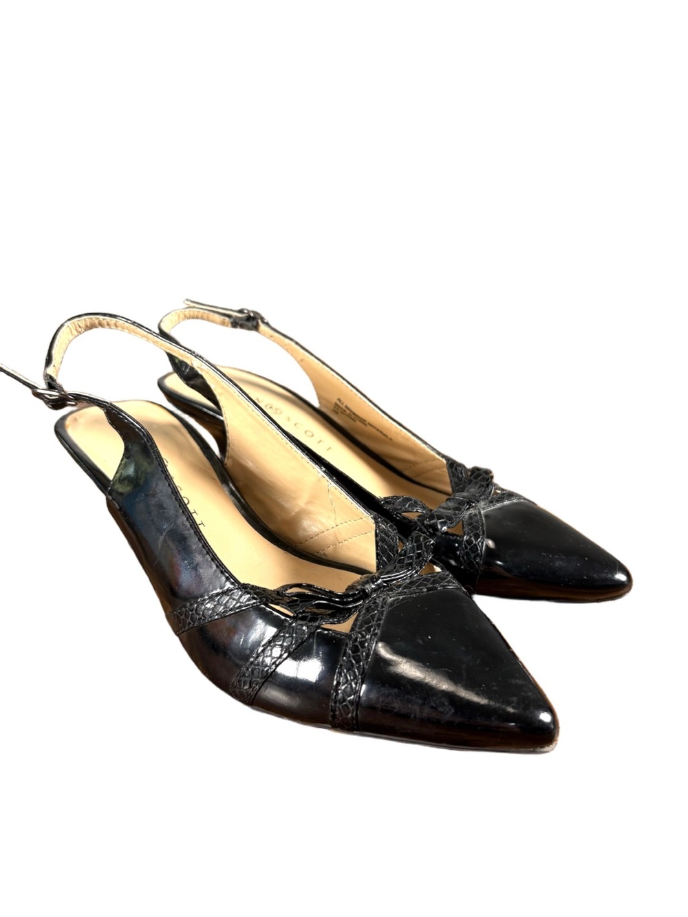 Karen Scott Black Pointed Toe Slingback Kitten Heels Womens 7M Y2K